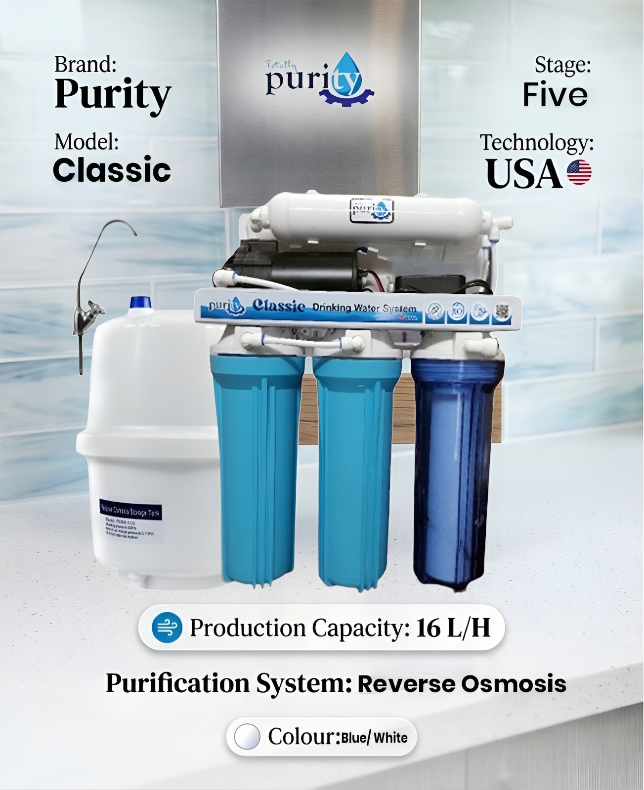 Totally Purity Classic 5-Stage RO Water Purifier | 16 L/H